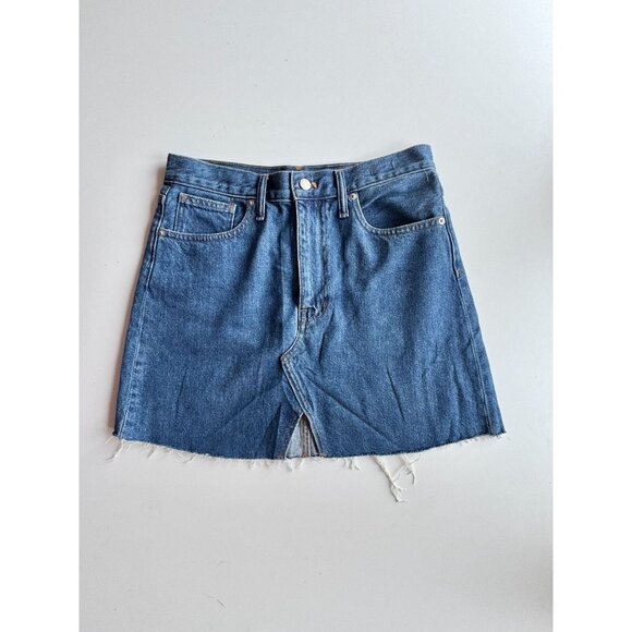 MADEWELL Medium Blue Rinse 100% Cotton Rigid Denim A-Line Skirt, Size 28 - Picture 5 of 16